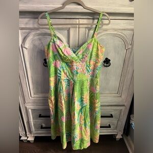 Lilly Pulitzer Tropical Green and Pink Mini Dress